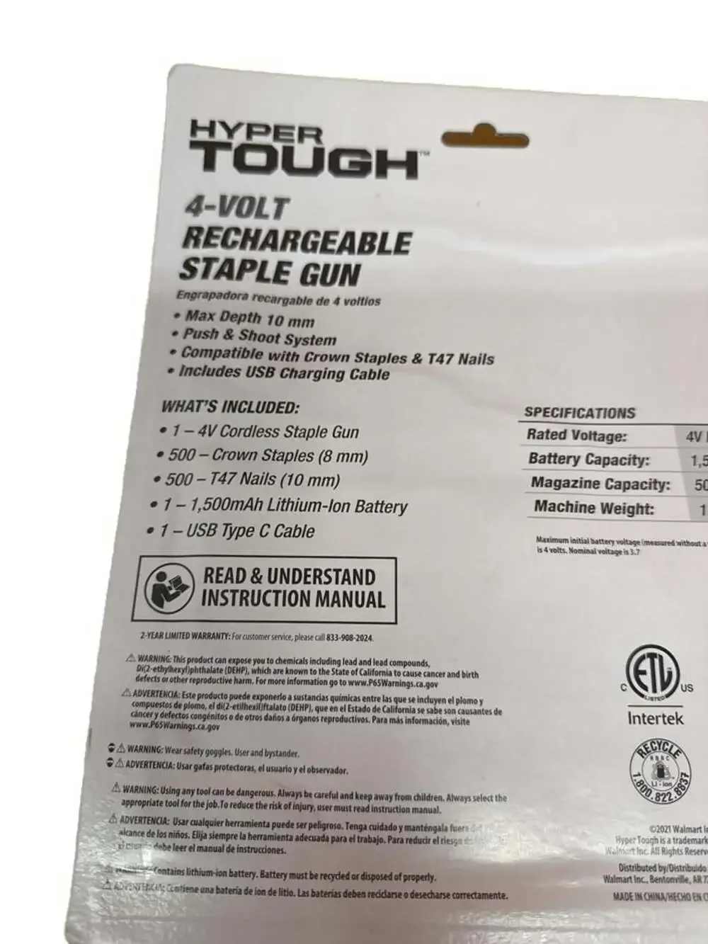 Hyper Tough 4-Volt Lithium-Ion Cordless Rechargeable Staple Gun - Picture 5 of 6